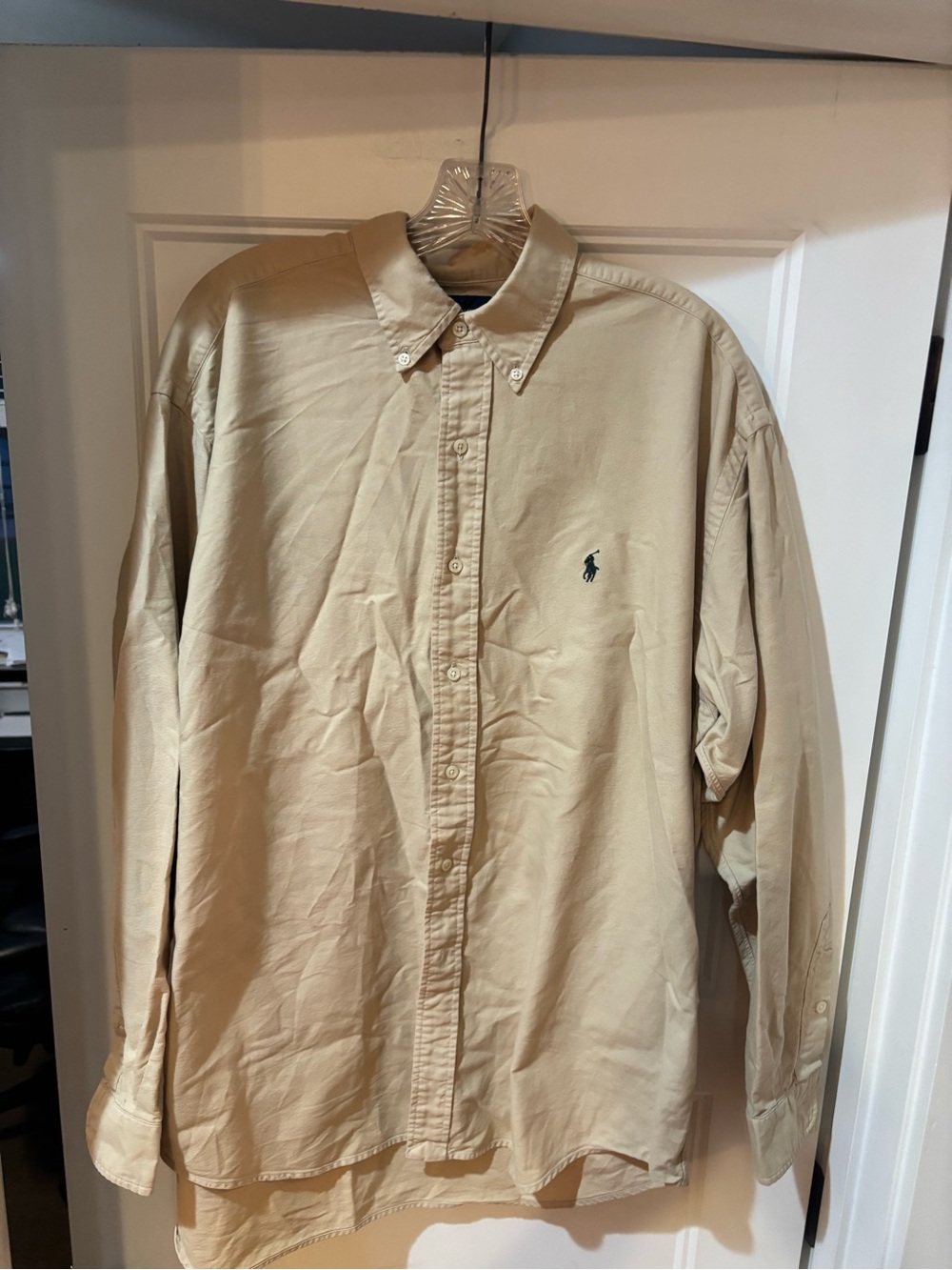 Ralph Lauren Tan Button-Down Shirt with Polo Emblem